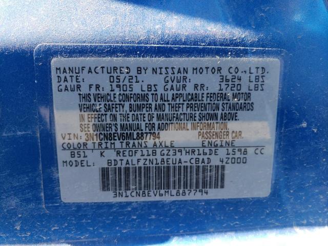 Photo 12 VIN: 3N1CN8EV6ML887794 - NISSAN VERSA SV 