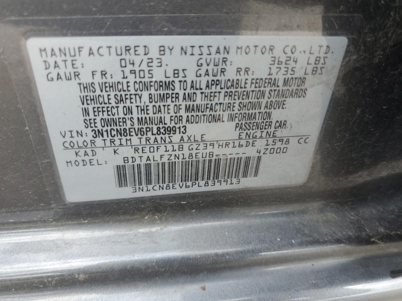 Photo 11 VIN: 3N1CN8EV6PL839913 - NISSAN VERSA 