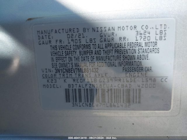 Photo 8 VIN: 3N1CN8EV7ML861432 - NISSAN VERSA 