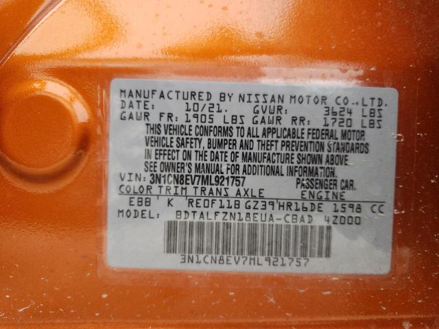 Photo 9 VIN: 3N1CN8EV7ML921757 - NISSAN VERSA SV 