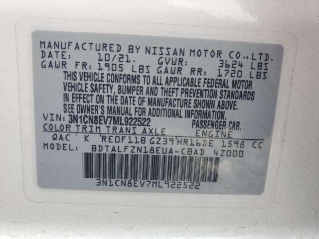 Photo 12 VIN: 3N1CN8EV7ML922522 - NISSAN VERSA SV 