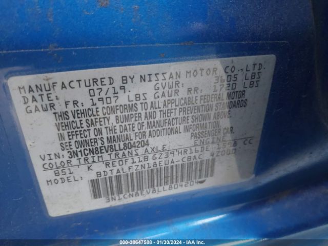 Photo 8 VIN: 3N1CN8EV8LL804204 - NISSAN VERSA 