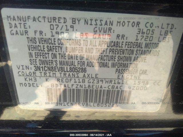 Photo 8 VIN: 3N1CN8EV8LL805286 - NISSAN VERSA 