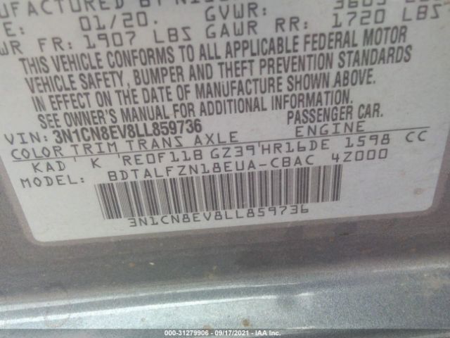 Photo 8 VIN: 3N1CN8EV8LL859736 - NISSAN VERSA 