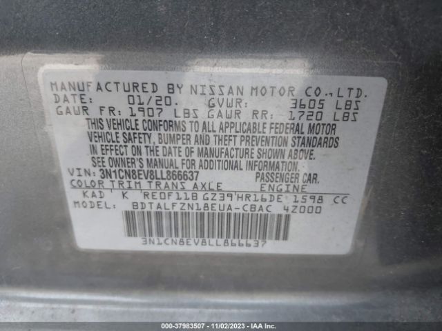 Photo 8 VIN: 3N1CN8EV8LL866637 - NISSAN VERSA 