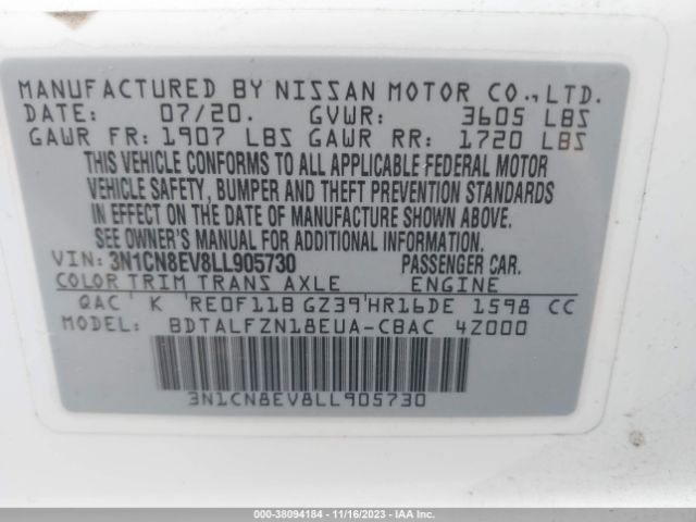 Photo 8 VIN: 3N1CN8EV8LL905730 - NISSAN VERSA 