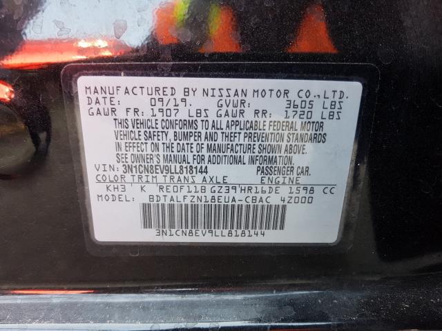 Photo 9 VIN: 3N1CN8EV9LL818144 - NISSAN VERSA SV 