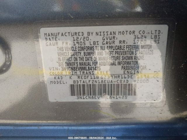 Photo 8 VIN: 3N1CN8EV9ML841425 - NISSAN VERSA 