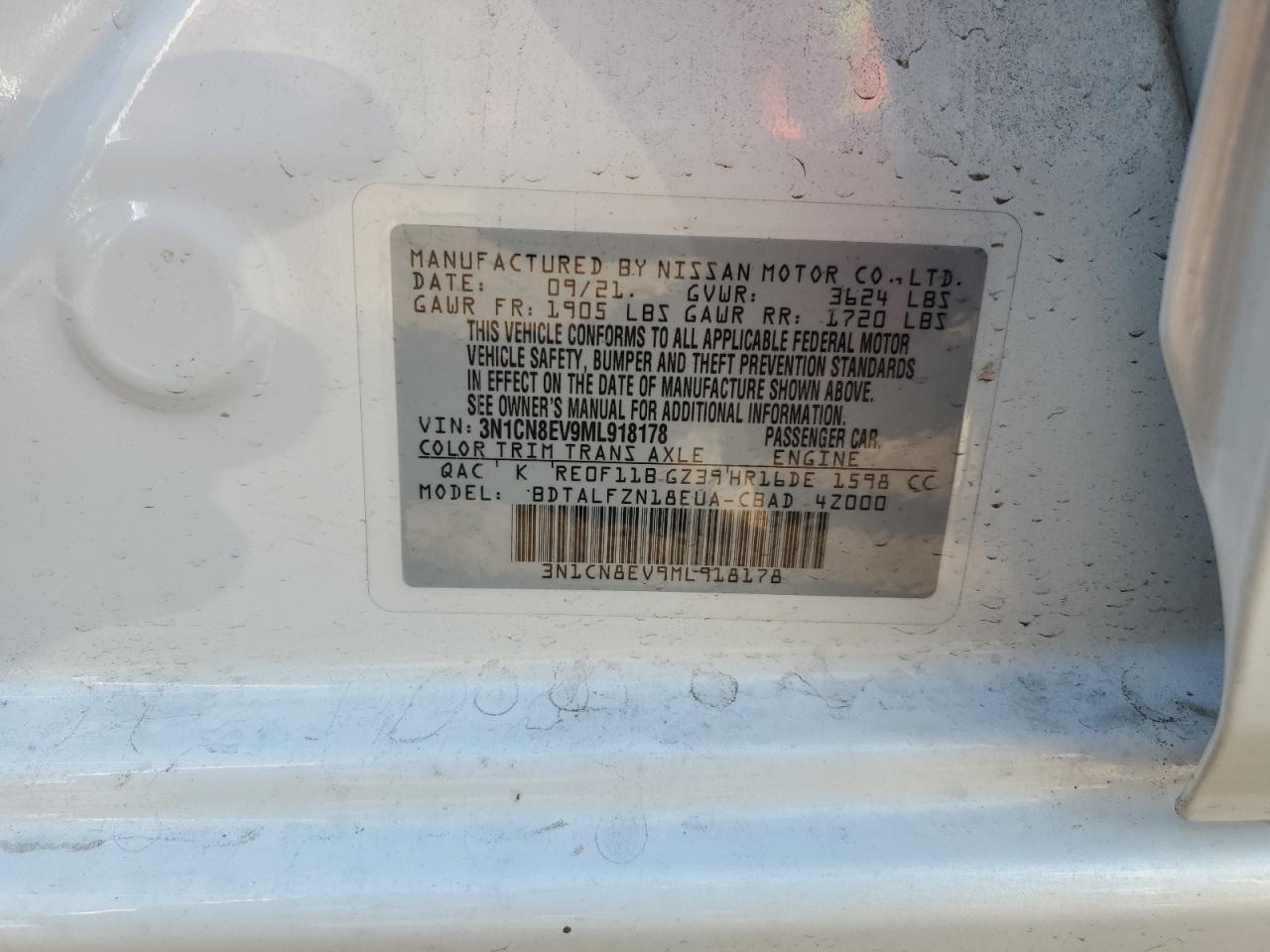 Photo 11 VIN: 3N1CN8EV9ML918178 - NISSAN VERSA 