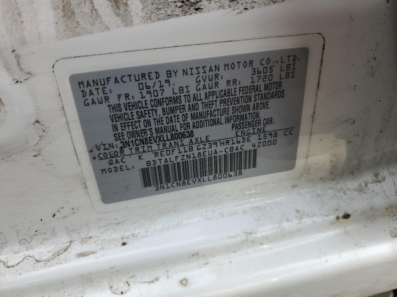 Photo 11 VIN: 3N1CN8EVXLL800638 - NISSAN VERSA 