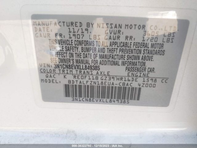 Photo 8 VIN: 3N1CN8EVXLL849385 - NISSAN VERSA 