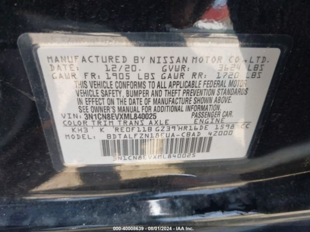 Photo 8 VIN: 3N1CN8EVXML840025 - NISSAN VERSA 