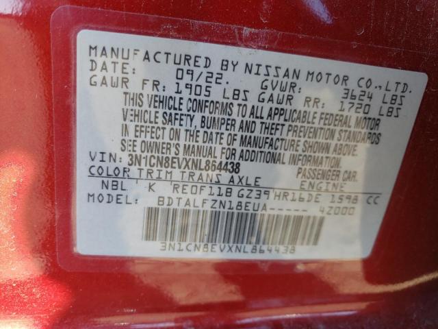 Photo 11 VIN: 3N1CN8EVXNL864438 - NISSAN VERSA SV 