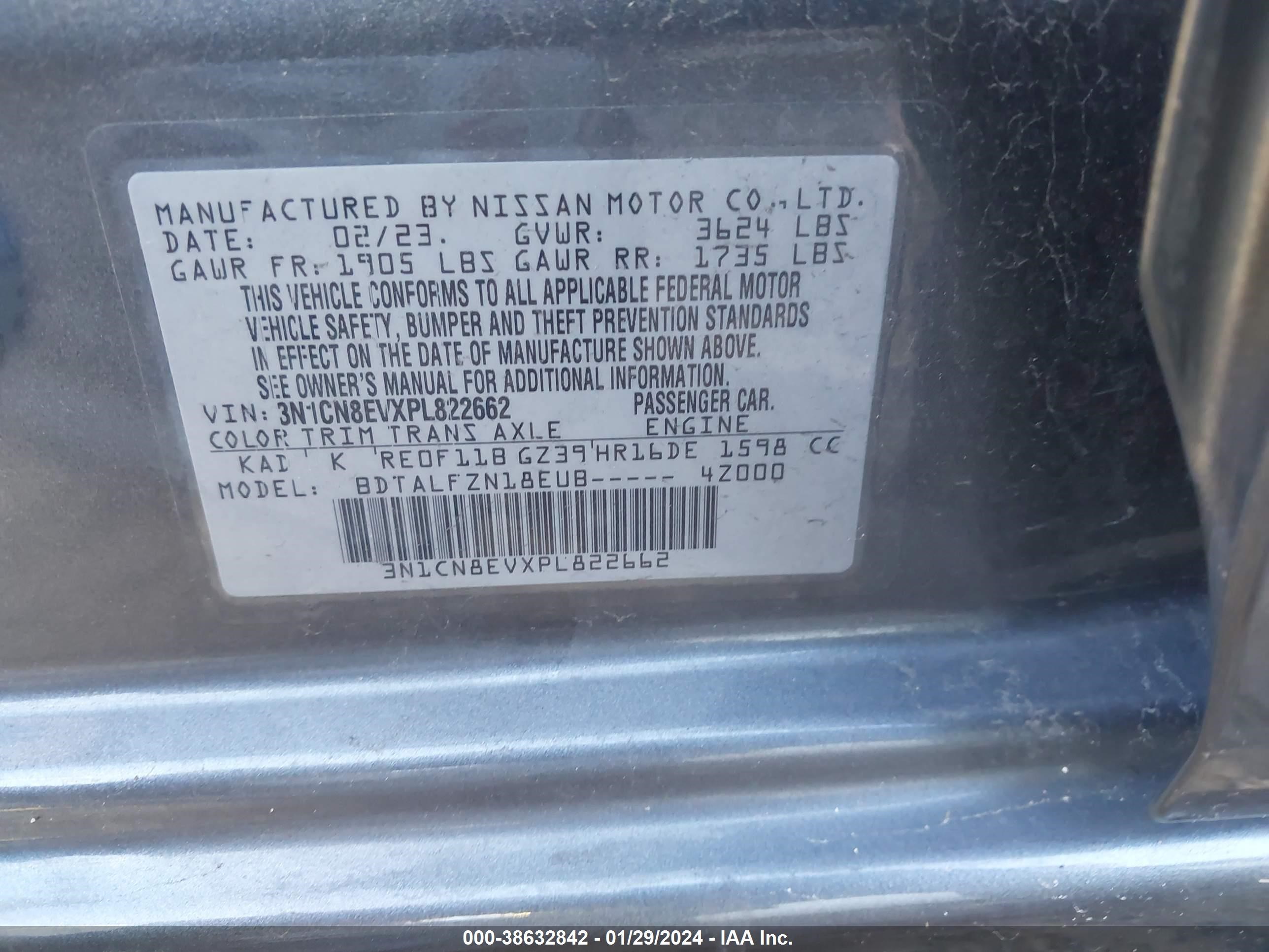 Photo 8 VIN: 3N1CN8EVXPL822662 - NISSAN VERSA 