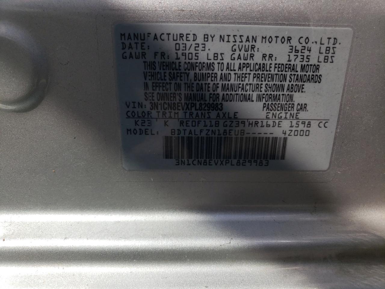 Photo 11 VIN: 3N1CN8EVXPL829983 - NISSAN VERSA 