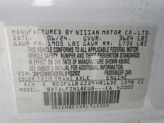 Photo 11 VIN: 3N1CN8EVXRL915202 - NISSAN VERSA SV 