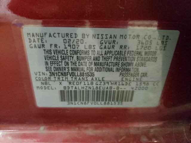 Photo 8 VIN: 3N1CN8FV0LL881535 - NISSAN VERSA SR 