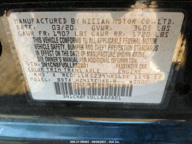 Photo 8 VIN: 3N1CN8FV0LL882801 - NISSAN VERSA 