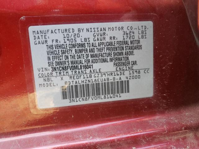 Photo 9 VIN: 3N1CN8FV0ML816041 - NISSAN VERSA SR 