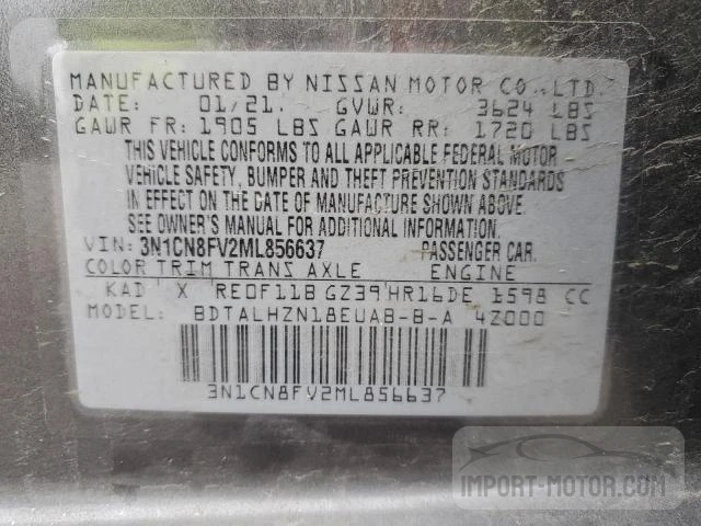 Photo 11 VIN: 3N1CN8FV2ML856637 - NISSAN VERSA 