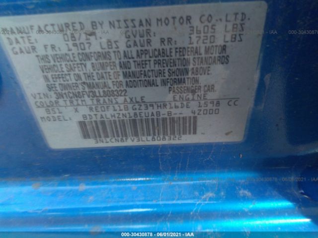 Photo 8 VIN: 3N1CN8FV3LL808322 - NISSAN VERSA 