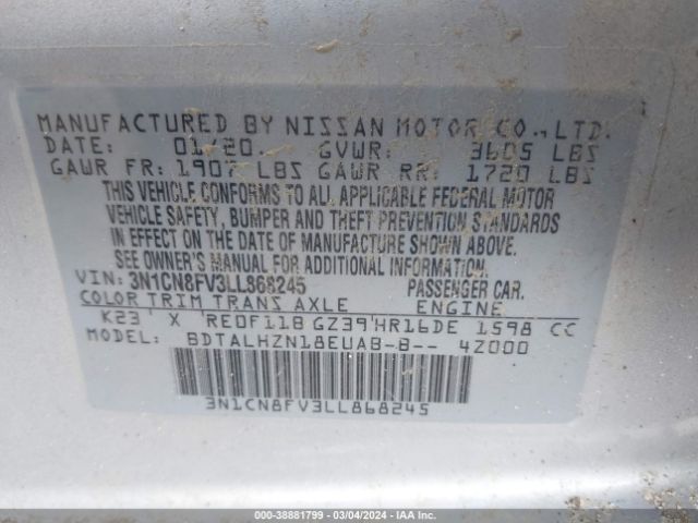 Photo 8 VIN: 3N1CN8FV3LL868245 - NISSAN VERSA 