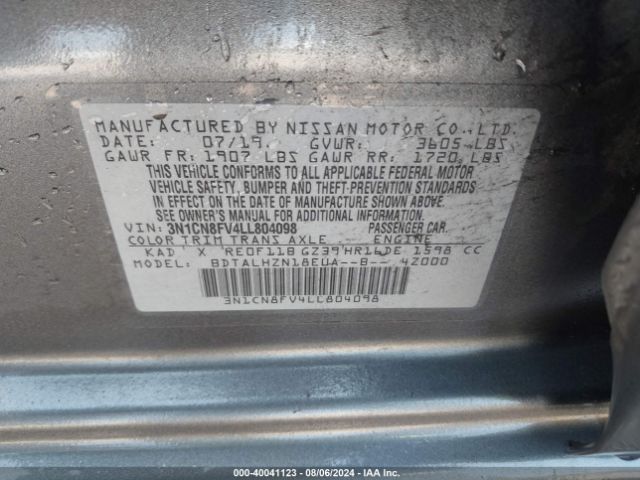 Photo 8 VIN: 3N1CN8FV4LL804098 - NISSAN VERSA 