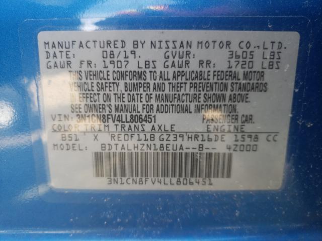 Photo 9 VIN: 3N1CN8FV4LL806451 - NISSAN VERSA SR 