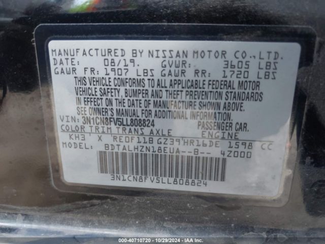 Photo 8 VIN: 3N1CN8FV5LL808824 - NISSAN VERSA 