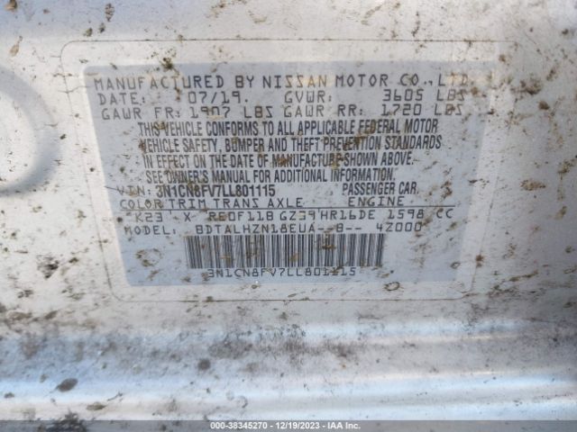 Photo 8 VIN: 3N1CN8FV7LL801115 - NISSAN VERSA 