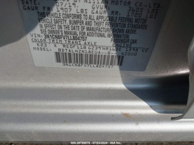 Photo 8 VIN: 3N1CN8FV7LL804757 - NISSAN VERSA 