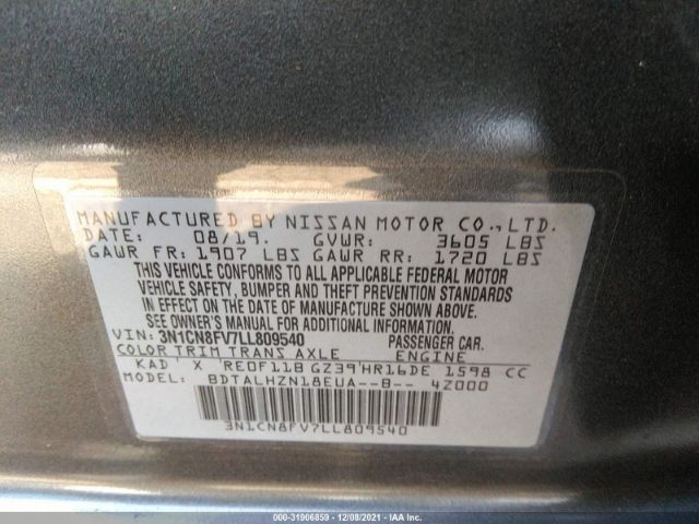 Photo 8 VIN: 3N1CN8FV7LL809540 - NISSAN VERSA 