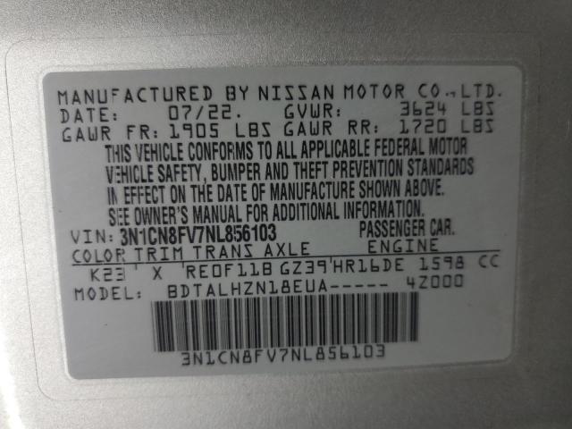 Photo 12 VIN: 3N1CN8FV7NL856103 - NISSAN VERSA SR 