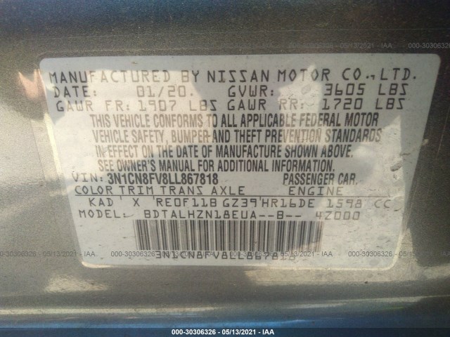 Photo 8 VIN: 3N1CN8FV8LL867818 - NISSAN VERSA 