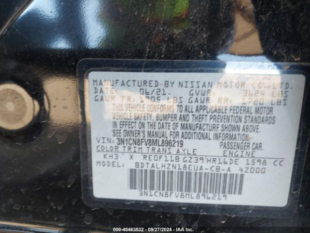 Photo 8 VIN: 3N1CN8FV8ML896219 - NISSAN VERSA 