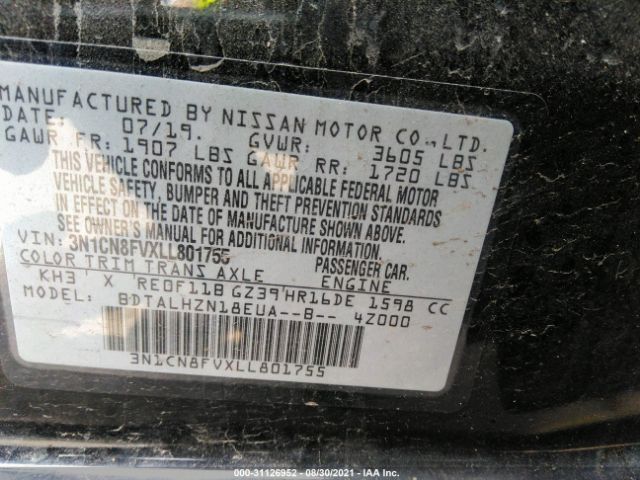 Photo 8 VIN: 3N1CN8FVXLL801755 - NISSAN VERSA 