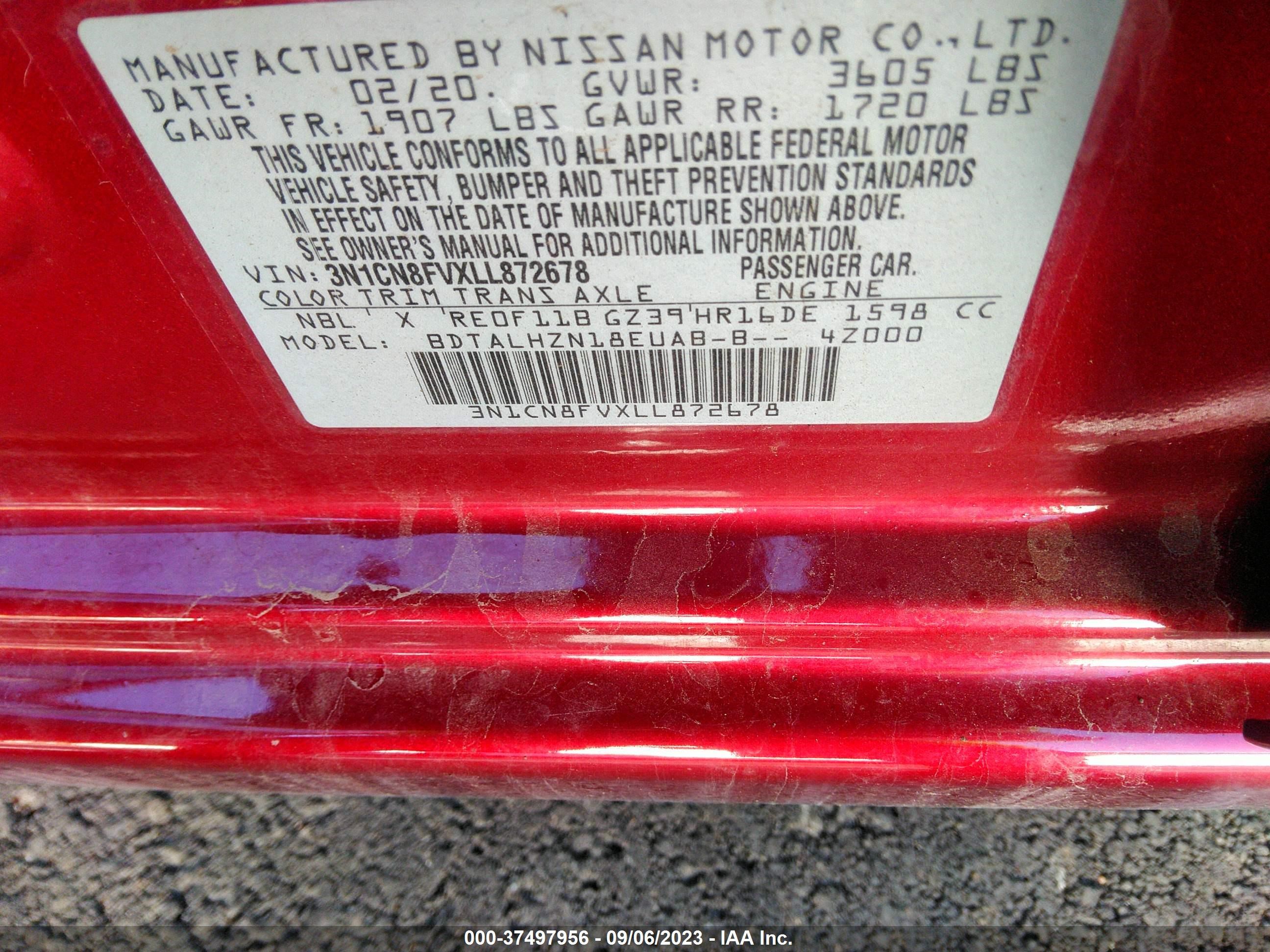 Photo 8 VIN: 3N1CN8FVXLL872678 - NISSAN VERSA 