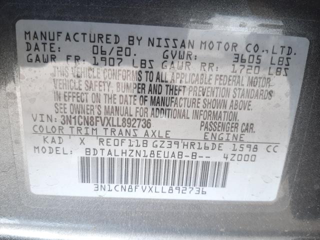 Photo 9 VIN: 3N1CN8FVXLL892736 - NISSAN VERSA SR 