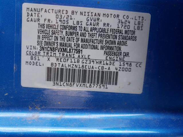 Photo 9 VIN: 3N1CN8FVXML877591 - NISSAN VERSA SR 