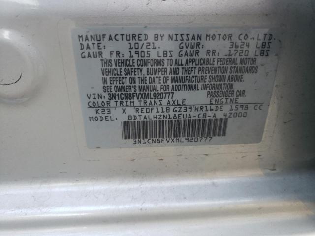 Photo 12 VIN: 3N1CN8FVXML920777 - NISSAN VERSA SR 