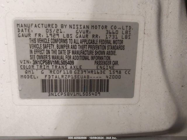 Photo 8 VIN: 3N1CP5BV1ML505409 - NISSAN KICKS 