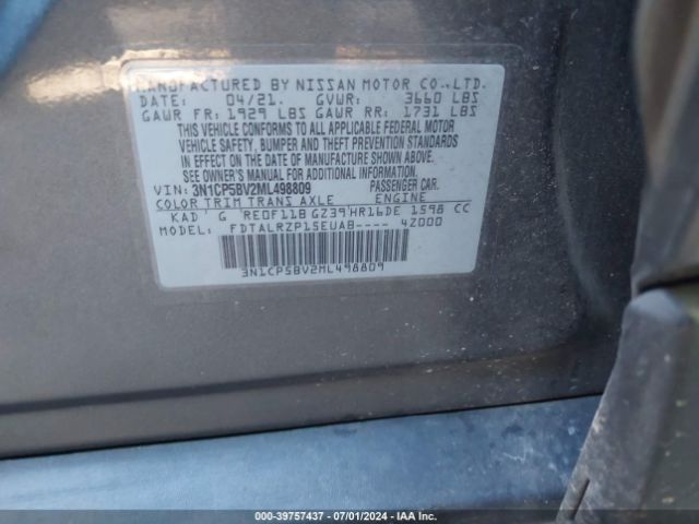 Photo 8 VIN: 3N1CP5BV2ML498809 - NISSAN KICKS 