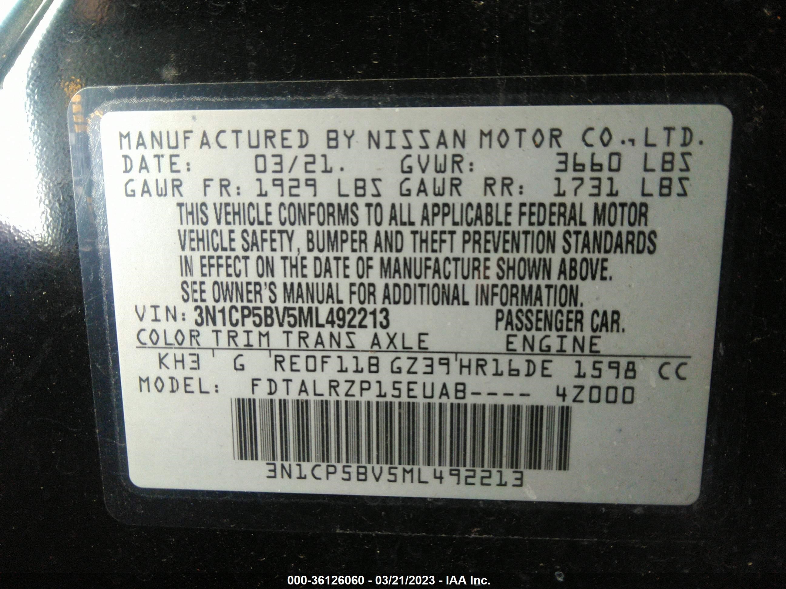 Photo 8 VIN: 3N1CP5BV5ML492213 - NISSAN KICKS 