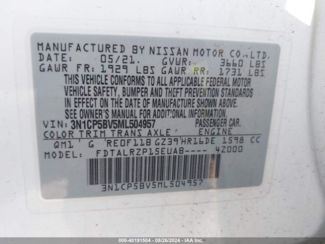 Photo 8 VIN: 3N1CP5BV5ML504957 - NISSAN KICKS 