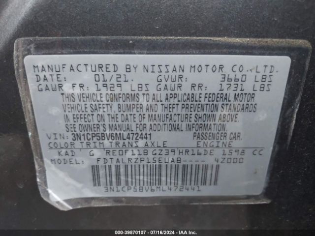 Photo 8 VIN: 3N1CP5BV6ML472441 - NISSAN KICKS 