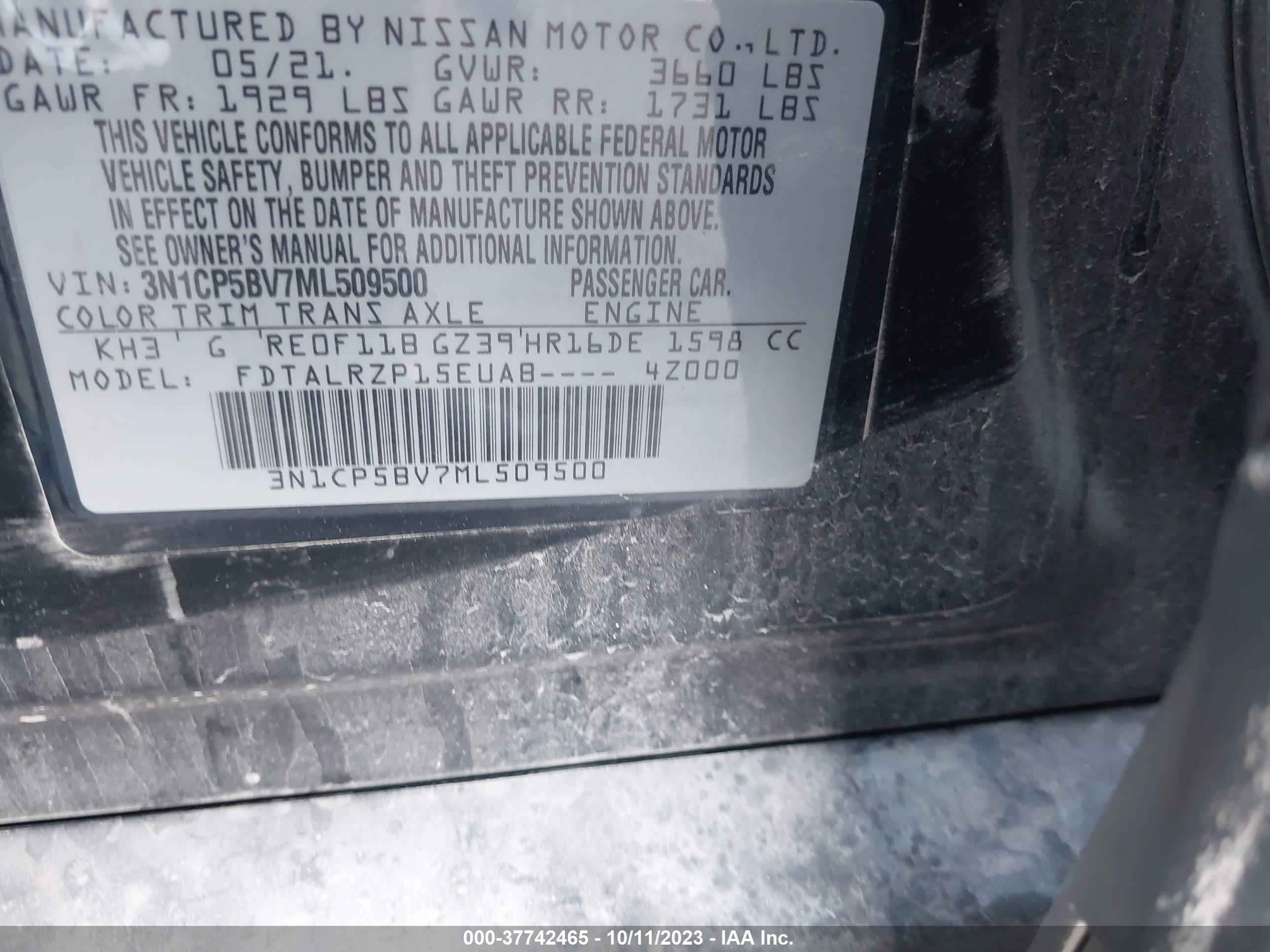 Photo 8 VIN: 3N1CP5BV7ML509500 - NISSAN KICKS 