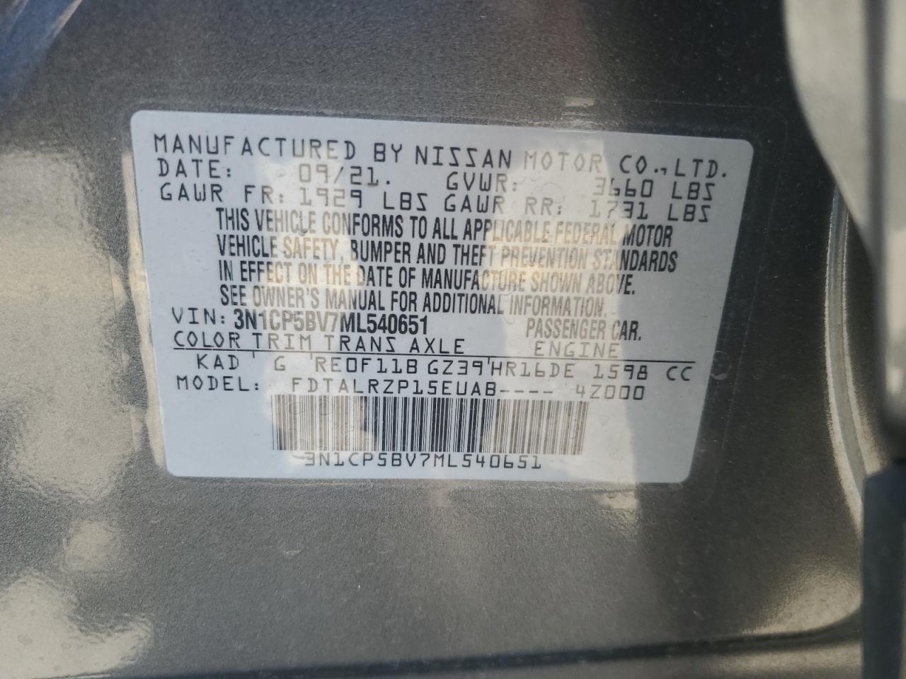 Photo 11 VIN: 3N1CP5BV7ML540651 - NISSAN KICKS 