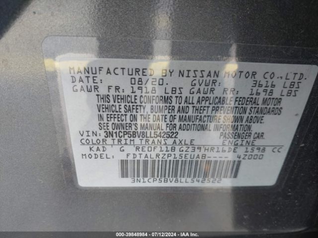 Photo 8 VIN: 3N1CP5BV8LL542522 - NISSAN KICKS 