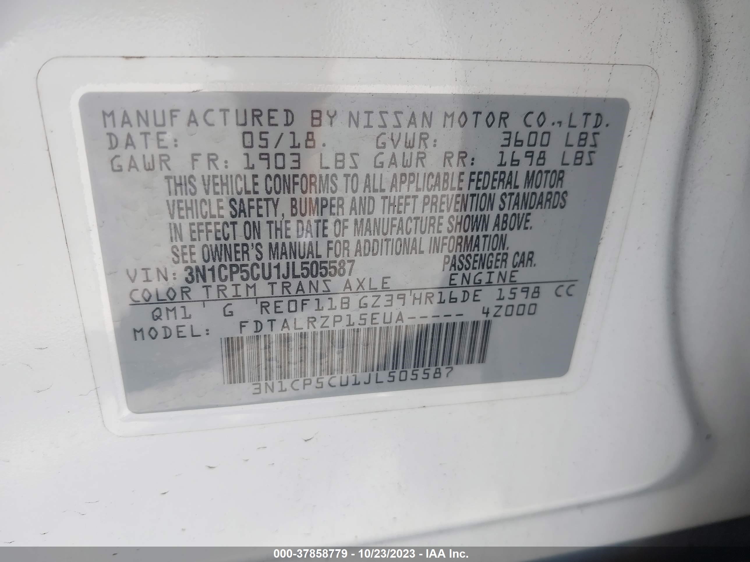 Photo 8 VIN: 3N1CP5CU1JL505587 - NISSAN KICKS 