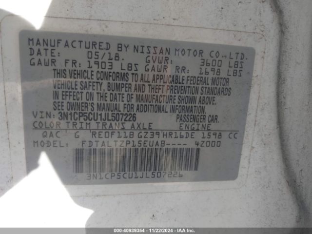 Photo 8 VIN: 3N1CP5CU1JL507226 - NISSAN KICKS 